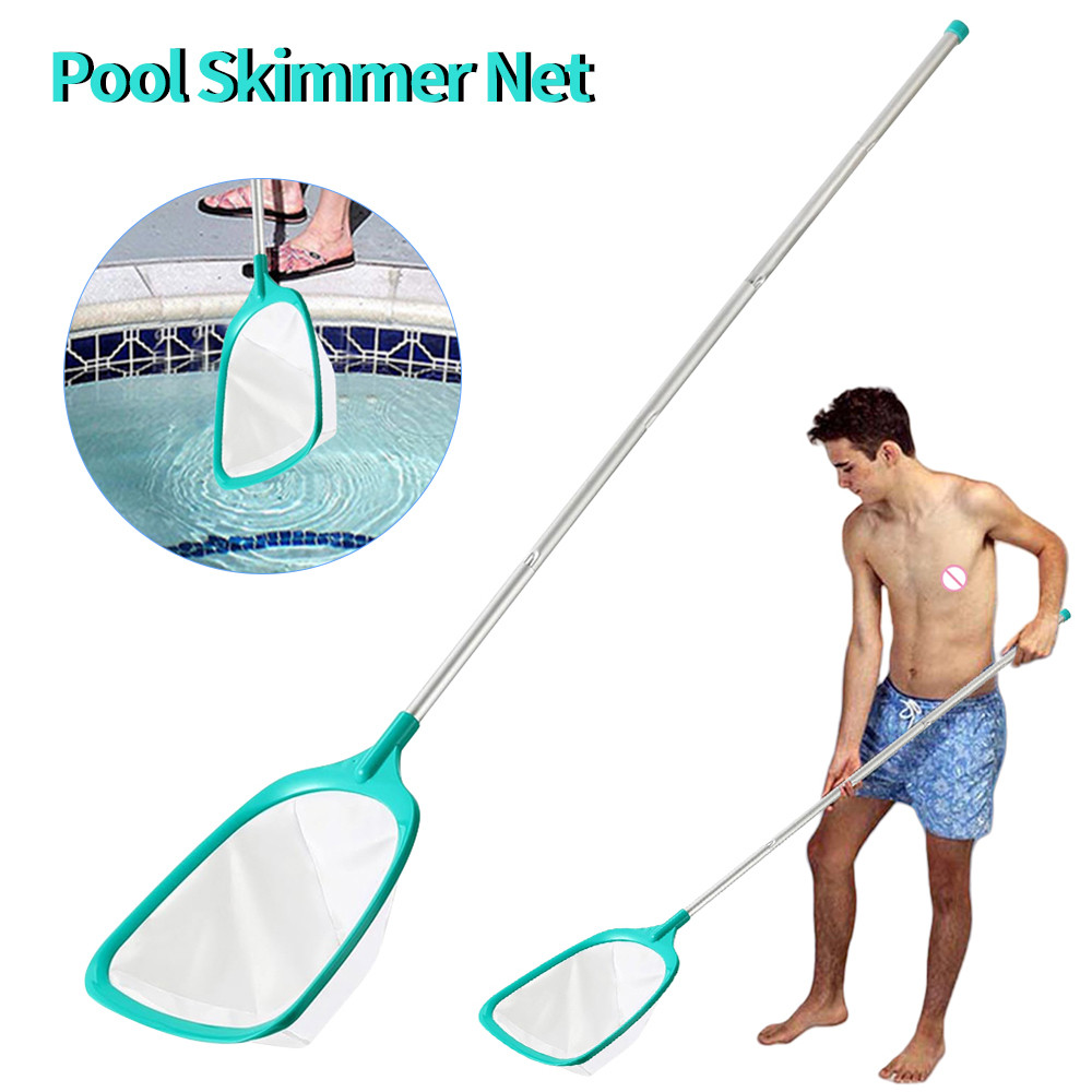 IMPORT Pool Skimmer Net Swimming Pool Skimmer Net with Telescopic Pole Removal Leaf Rake Mesh Pool