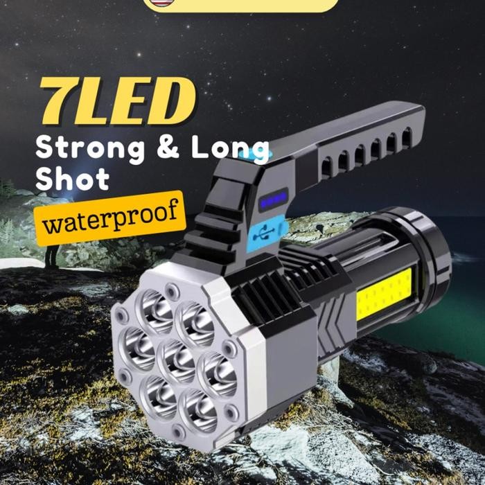 Senter Gagang 7 LED Super Terang / Senter Gagang / Senter LED 7 Mata Baterai Lampu