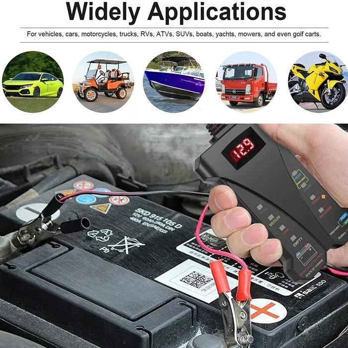 Tester Baterai Aki Mobil Motor / Tester Aki Digital 12V / Alat Tes Aki