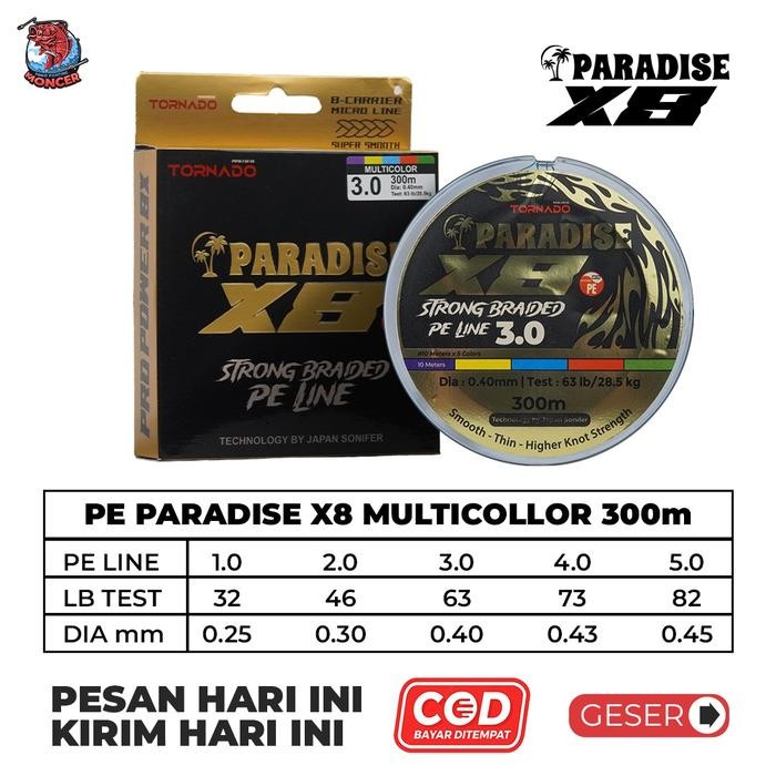 Senar Pe Paradise X8 200M 300M Senar Mancing Laut Pancing Senar Untuk Joran Reel Senar Kuat Mancing
