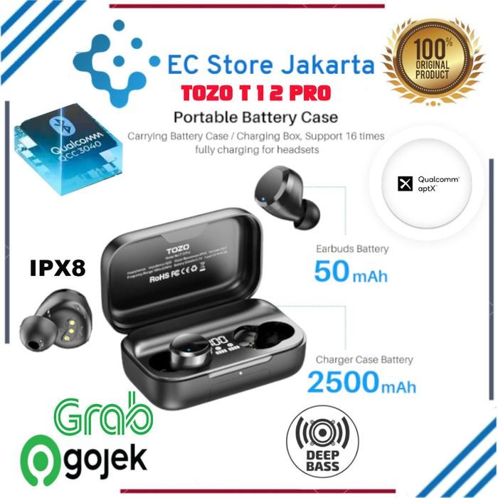 TOZO T12 Wireless Earbuds Bluetooth Headphones Wireless Charging IPX8
