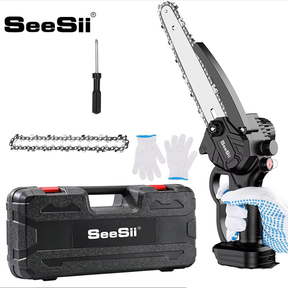SeeSii 8-inch Cordless Chainsaw without Battery Portable Chainsaw Mini Handheld Pruning Saw for Wood