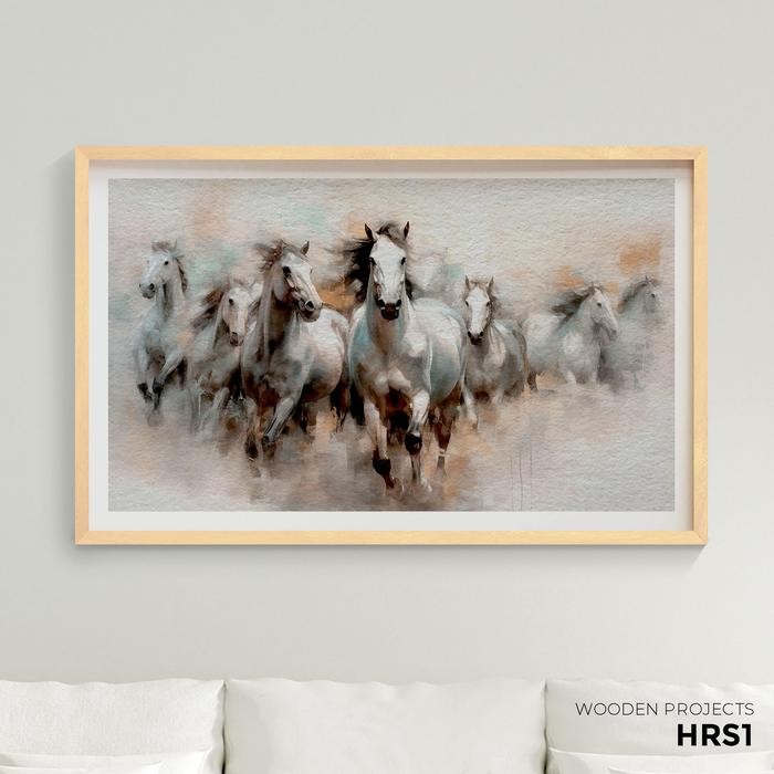 Wooden Projects Pajangan Dinding Kuda Air HRS - Hiasan Dinding Ruang Tamu Horse Series Besi Frame