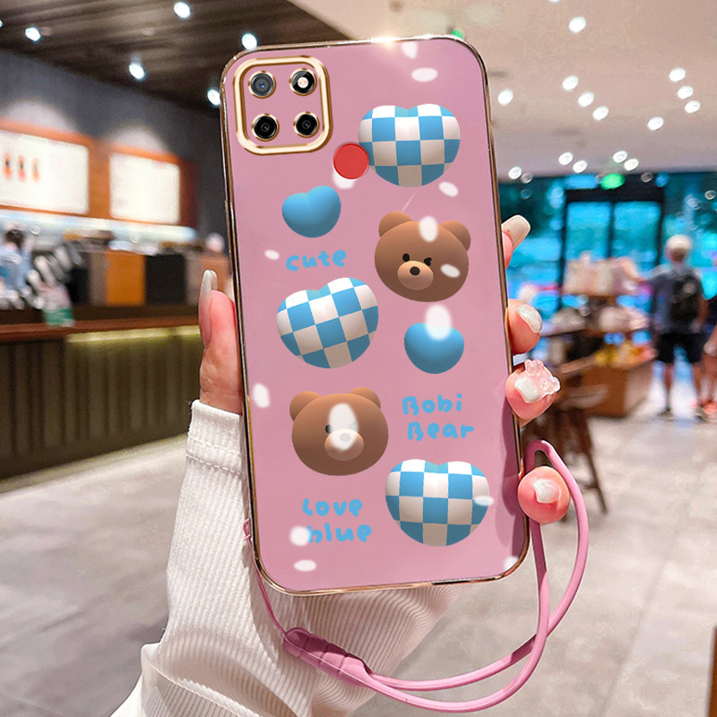 Casing Hp Untuk Realme C12 C25 C25s C15 Case Casing Beruang Cinta HP Cesing Silikon Softcase disepuh