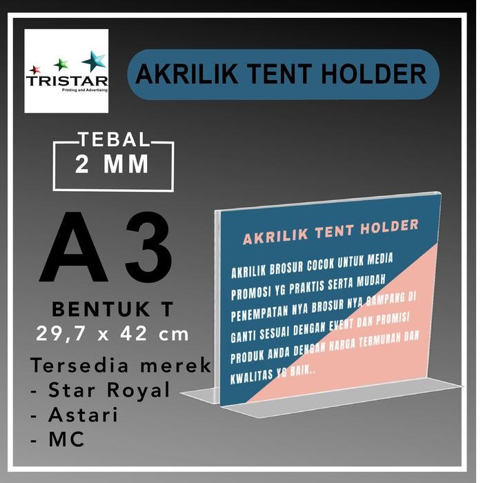 

Acrylic Tent Holder A3 Landscape / A3 T / Akrilik Tempat Brosur 2Mm