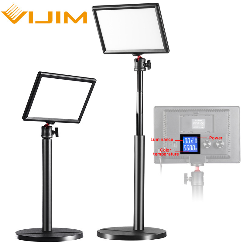 VIJIM K3 LED Video Light Panel Dimmable Photography Lighting Lamp with Desk Light Stand For Live Str
