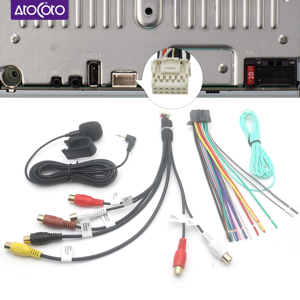 IMPORT CAR RADIO STEREO AUDIO USB AUX CABLE ADAPTER MIC AV RCA POWER WIRE HARNESS FOR PIONEER