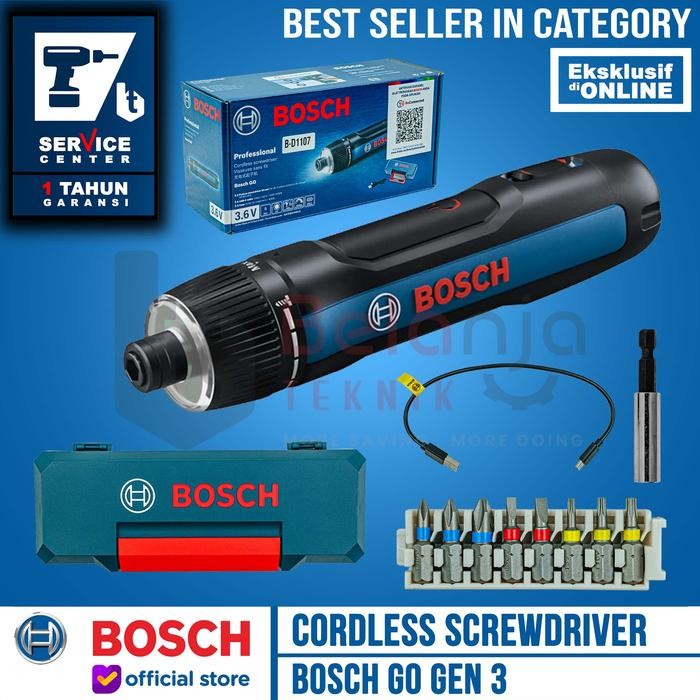 Bosch Go Gen 3 Obeng Baterai Cordless Screwdriver 3.6 Volt Gen3 Usb