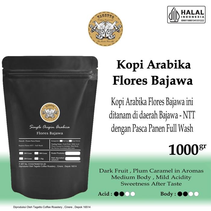 

Biji Kopi Arabika Flores Bajawa 1Kg Arabica Bean Ground Bubuk 1 Kg Tagetto Coffee
