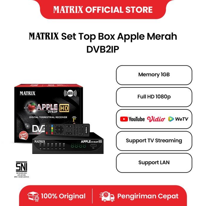 UZ6Z   Matrix Set Top Box Apple Merah Dvbt2Ip / Stb Tv Digital