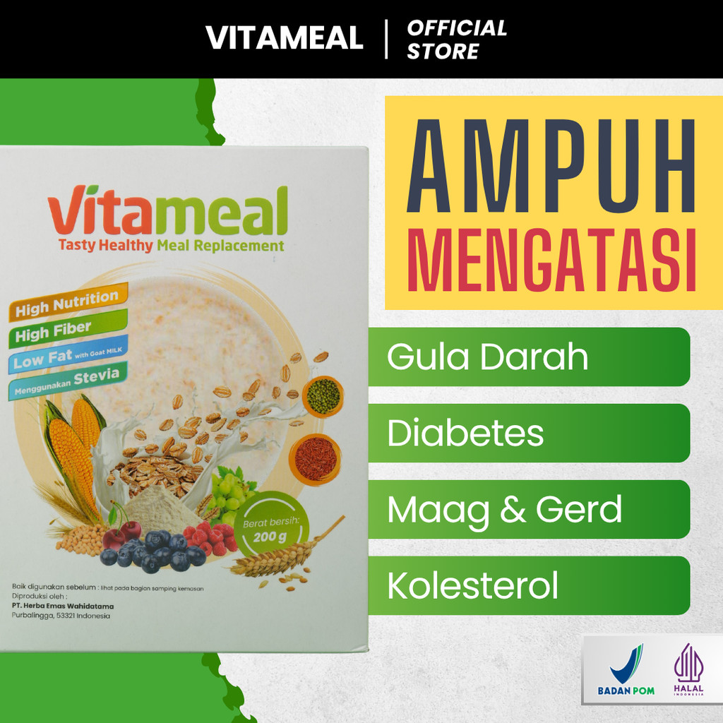 

VITAMEAL 100% ORI – Dijamin Sembuh Redakan Kebas Kesemutan Maag Kolestrol dan Stabilkan Gula Darah Tinggi Cocok untuk Penderita Diabetes VETAMEAL SUPERFOOD