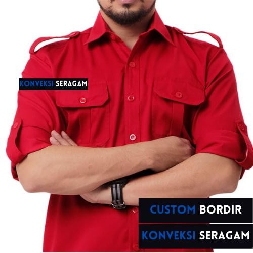 PDL Baju Kemeja Seragam Kerja Pakaian Dinas Lapangan Merah Bisa Bordir
