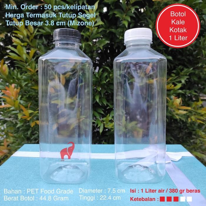 (Expert) Botol Plastik Kale Kotak 1 Liter - Botol Kick 1 Liter - Botol Jus PET