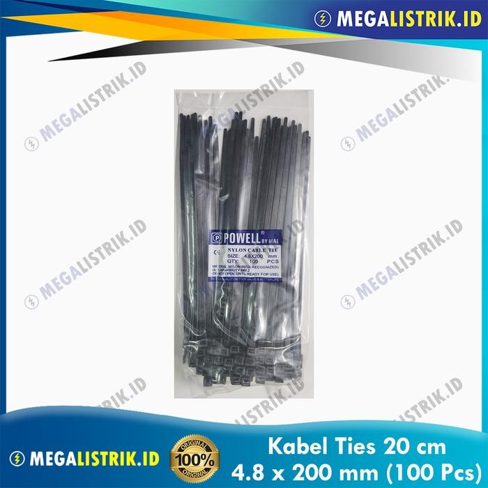 

Terlaris Powell Kabel Ties 20 CM Hitam (100 Pcs) / Cable Tie 4.8 x 200 MM Black Murah