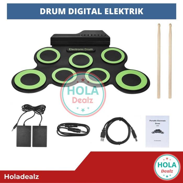 DRUM ELEKTRIK MURAH PORTABLE ELEKTRONIK DRUM DIGITAL USB 7 ORIGINAL