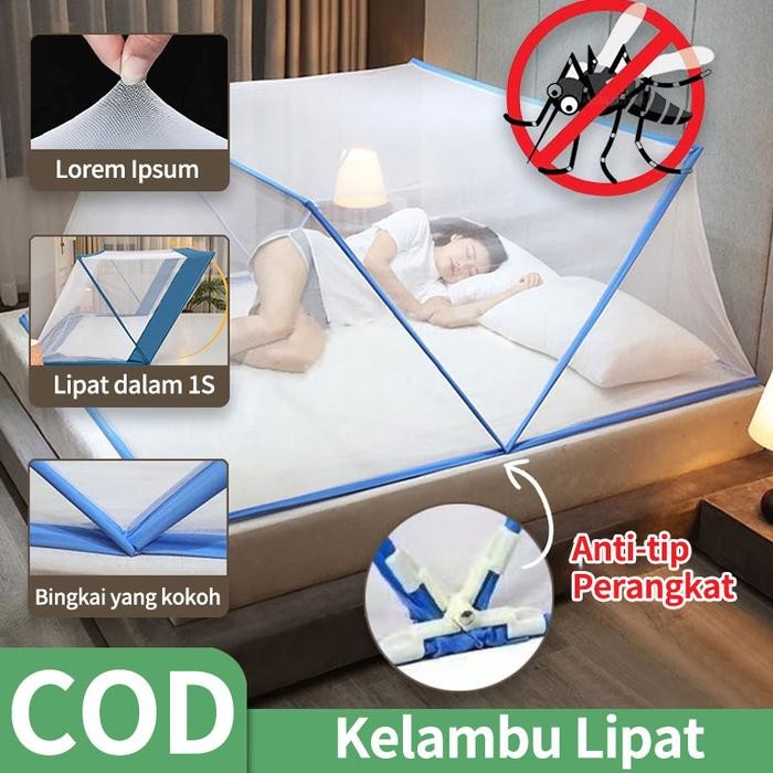 TERLARIS Tempat Tidur Anti Nyamuk Dewasa Kelambu Lipat Portable Tempat Tidur Kelambu
