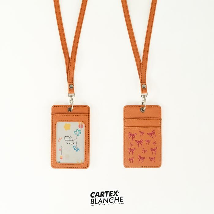 

Cartexblanche Cutie Ribbon Lanyard Card Holder Unisex Name Tag Premium Pria & Wanita