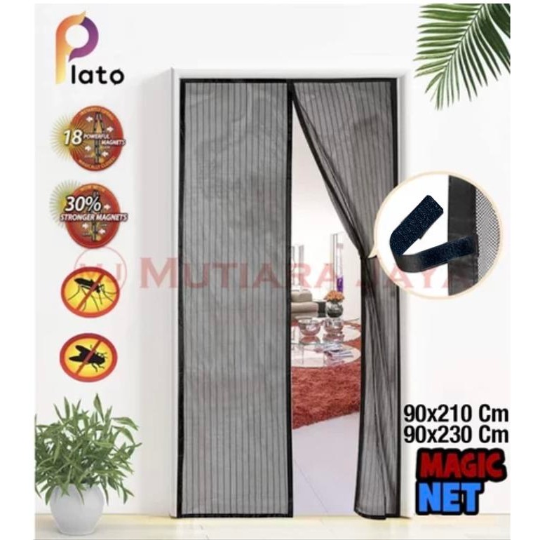 PREMIUM PLATO Tirai Pintu Magnet Kawat Nyamuk Magic Net Polos
