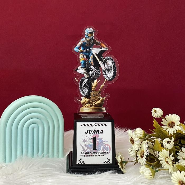 (Allthebest) Piala Akrilik Custom Stiker Tatakan Souvenir Hadiah Kemerdekaan Agustusan, Ikan Mas /