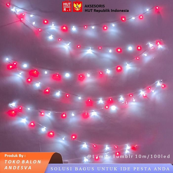 Lampu Kelap Kelip Merah Putih HUT RI Lampu Tumblr Hias LED 10 Meter