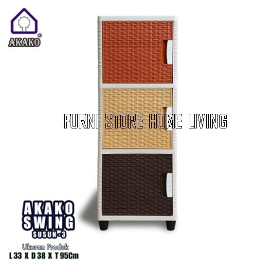 PREMIUM Lemari Plastik Akako Swing 3 Susun Anyaman