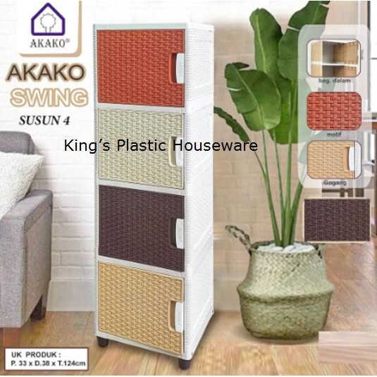 PREMIUM Lemari Akako Swing 4 Susun Anyaman Plastik