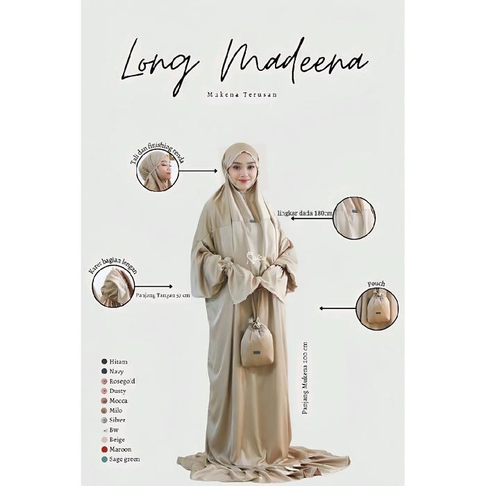 (Expert) Mukena Terusan Long Madeena Silky Premium Original Raisa