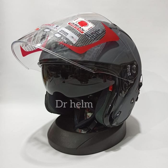 HELM KYT GALAXY FLAT R POLOS ABU DOFF DOUBLE VISOR