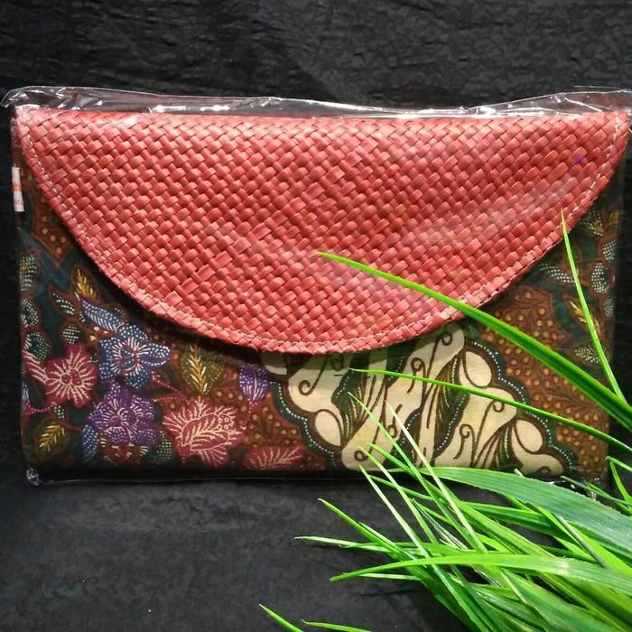 clutch batik lawasan anyaman pandan dompet tas gift khas Indonesia 022
