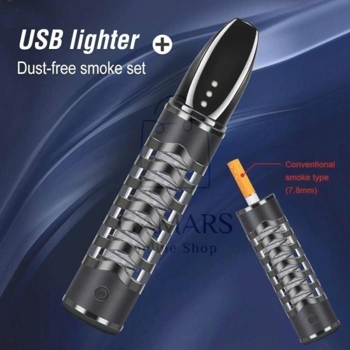 PREMIUM Pipa Asbak Portable Padud Holder Filter Rokok Pematik USB