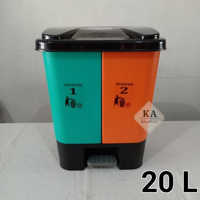 PREMIUM Tempat Sampah Injak 20 liter 2 wadah / Dustbin / Tempat Sampah 2 wadah