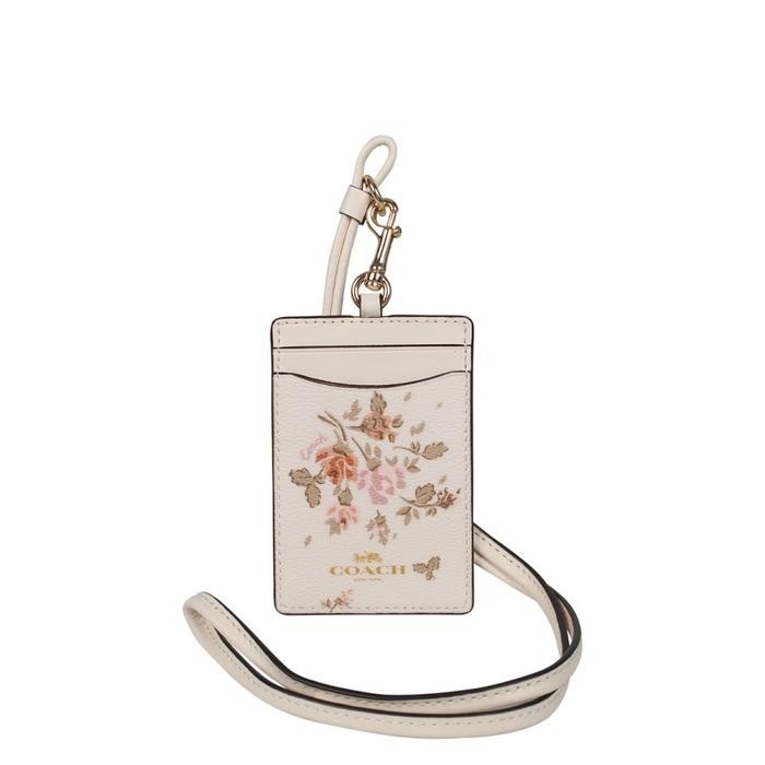

SIAPKIRIM Coach ID card Lanyard er Flower Rose print - White pb READY STOCK