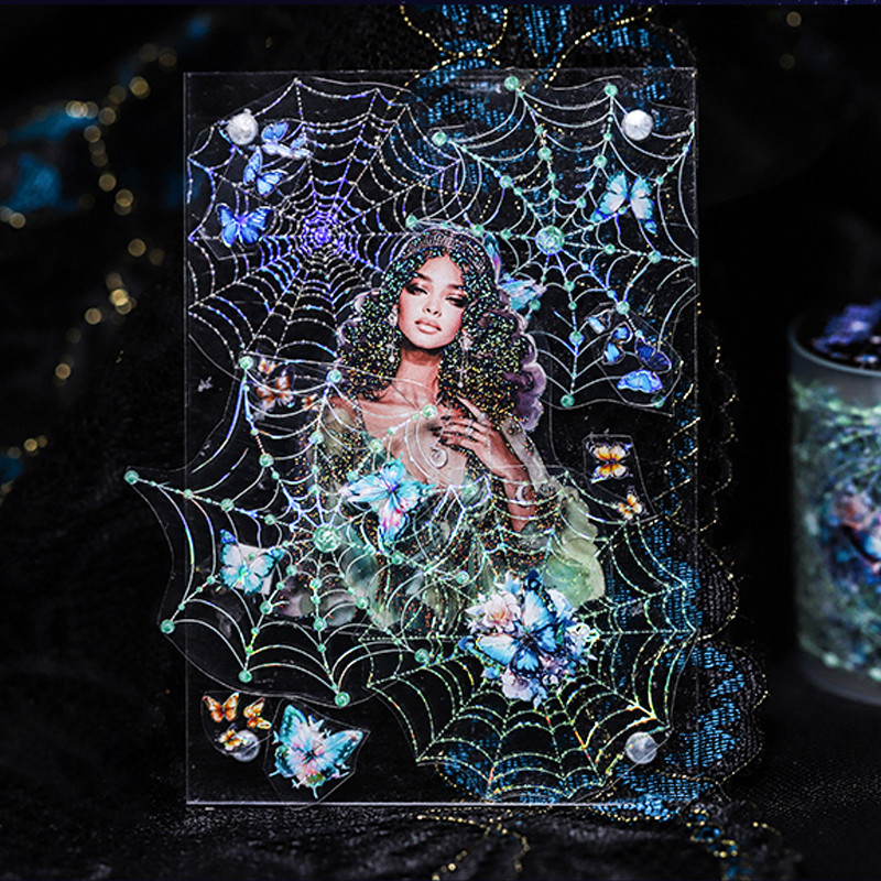 

4Style 1Roll/bag Fantasy Spider Web Theme Shell Light Tape DIY Handbook Scrapbook Calendar