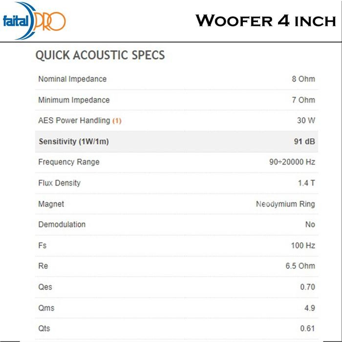 Faital Woofer Speaker Komponen 4 inch 4FE32 8 ohm Neodymium