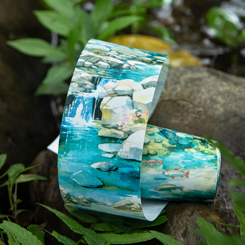 

3rolls/bag stream gently series aquascape theme tape DIY handbook material decorative photo
