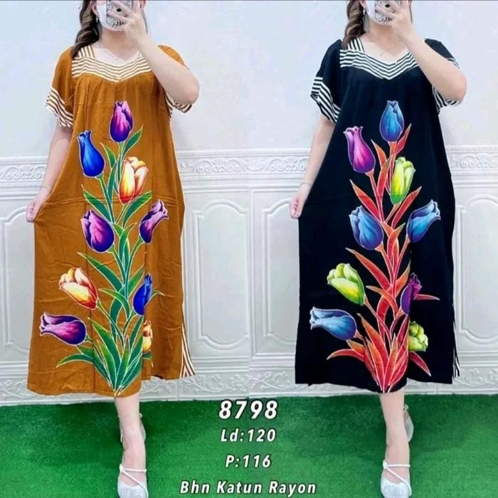 5ZBX Daster Hengky Sikak Motif Bunga Tulip