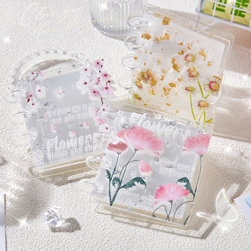 

20pcs/book New floral gold foil 3 inch small card album album book acrylic a palace grid star small