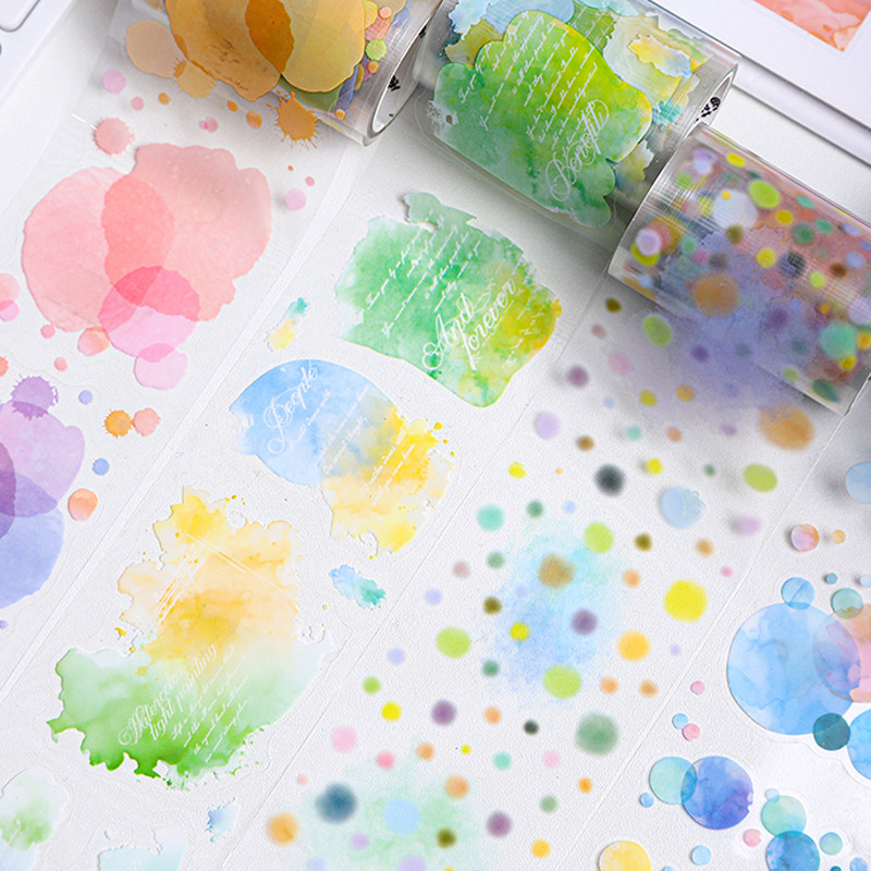 

3Rolls/bag Watercolor Light Painting Series PET Tape Handbook Tape DIY Album Photo Frame