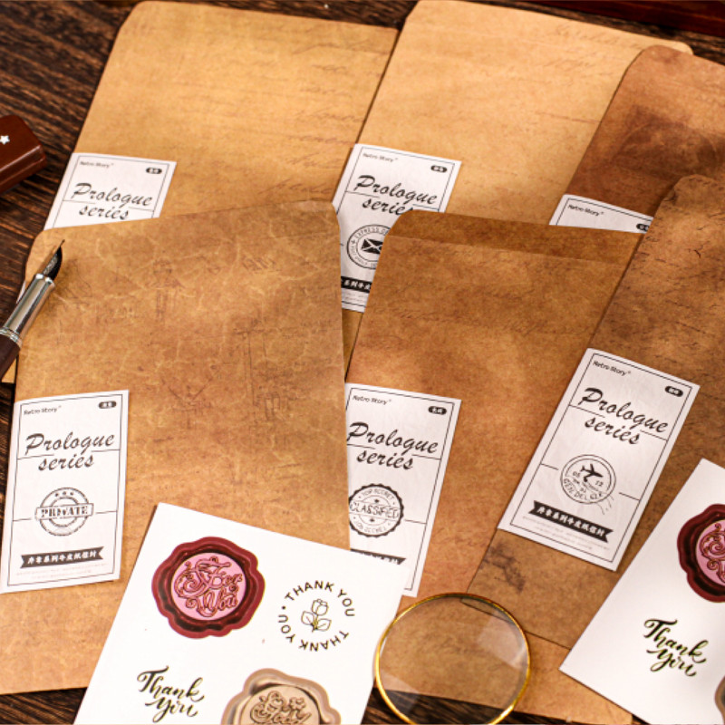 

2Style 21Pcs/bag kraft envelope vintage literary ins simple Handmade kraft paper Handmade