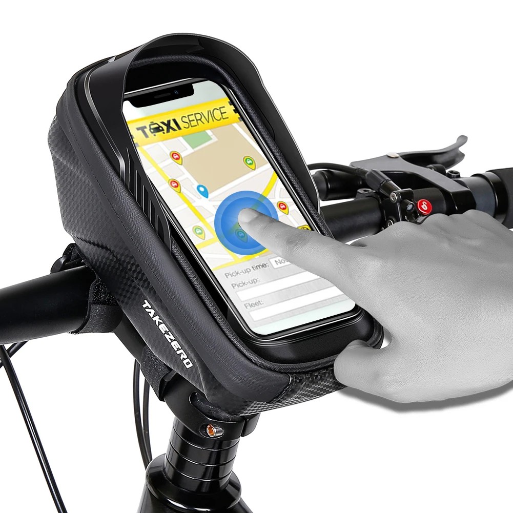 1L Sun Visor Bike Frame Bag Waterproof Bike Phone Mount Bag Support Touch Screen Bicycle Upper Tube 