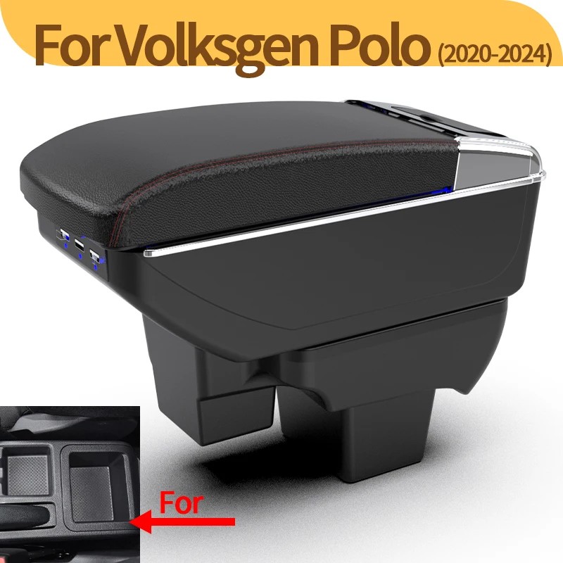 For Volkswagen Polo Armrest box For VW Polo Car Armrest Dedicated Retrofit 2020-2024 Storage Box Ret