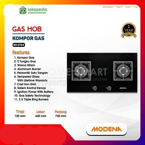 MODENA BH2724 safety Gas kompor Tanam Built In Hob BH 2724 Garansi Resmi