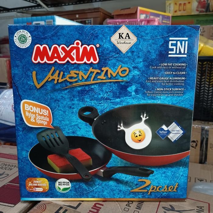 Mantab Maxim Valentino Set Teflon Wajan Anti Lengket / Wajan Teflon Maxim 2Pc Termurah