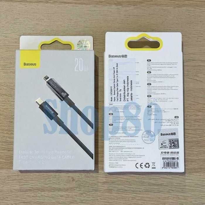 (Allthebest) Baseus Auto Disconnect Type C to Lightning Cable Kabel Charger PD 20W