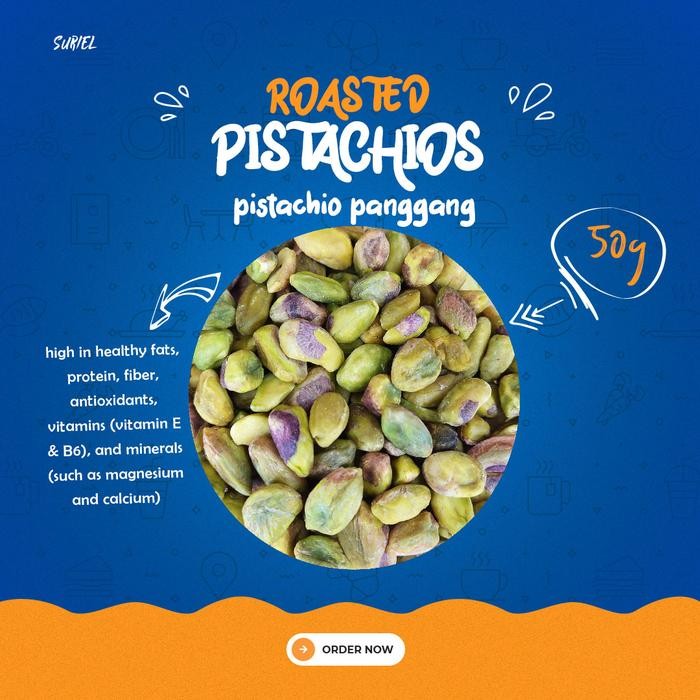 

4ZMI Pistachio Panggang Tanpa Cangkang ( Roasted Pistachios ) Unsalted 50G
