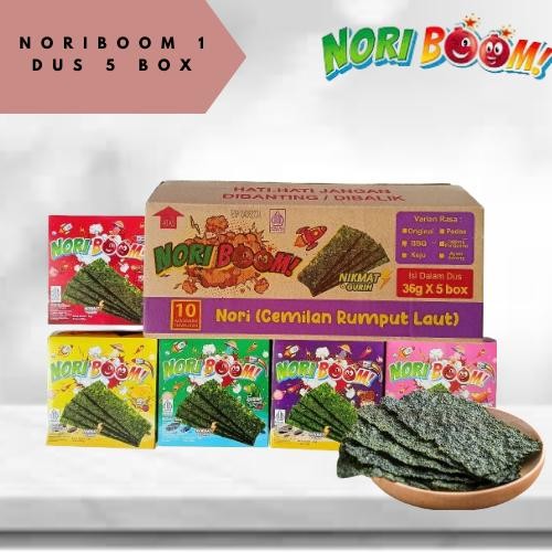 

4ZMI Noriboom Snack Rumput Laut 1 Dus : 5 Box Paket Hemat Noriboom 5 Rasa