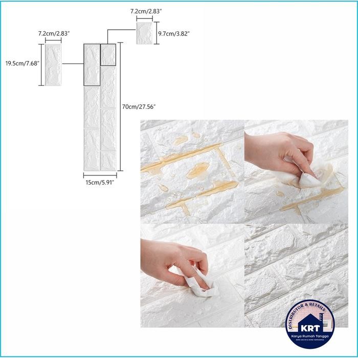 Paket 10 Lembar Wallpaper Dinding Foam 3D Bata Alam Stiker Dinding Kamar Tidur Peredam Suara