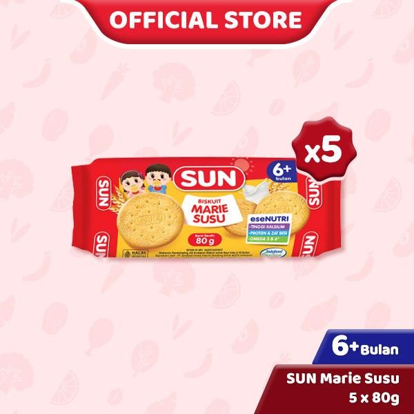 

IOI2 5 Pcs - Sun Biskuit Marie Susu 80 Gr