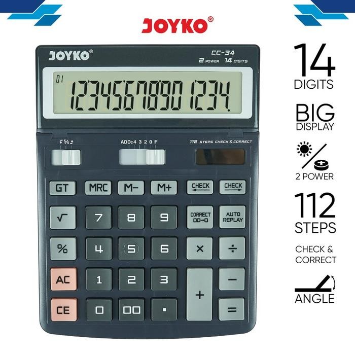 

KALKULATOR JOYKO CC 34 CALCULATOR CHECK CORRECT CC34 14 DIGIT BESAR