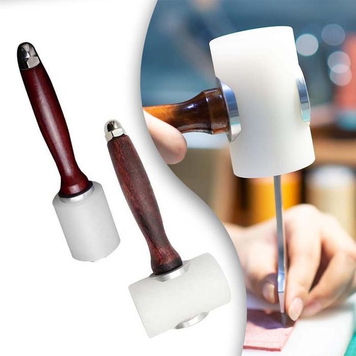 DIY Leather Carving Hammer Alat Kerajinan Kulit Palu Nylon Gagang Kayu